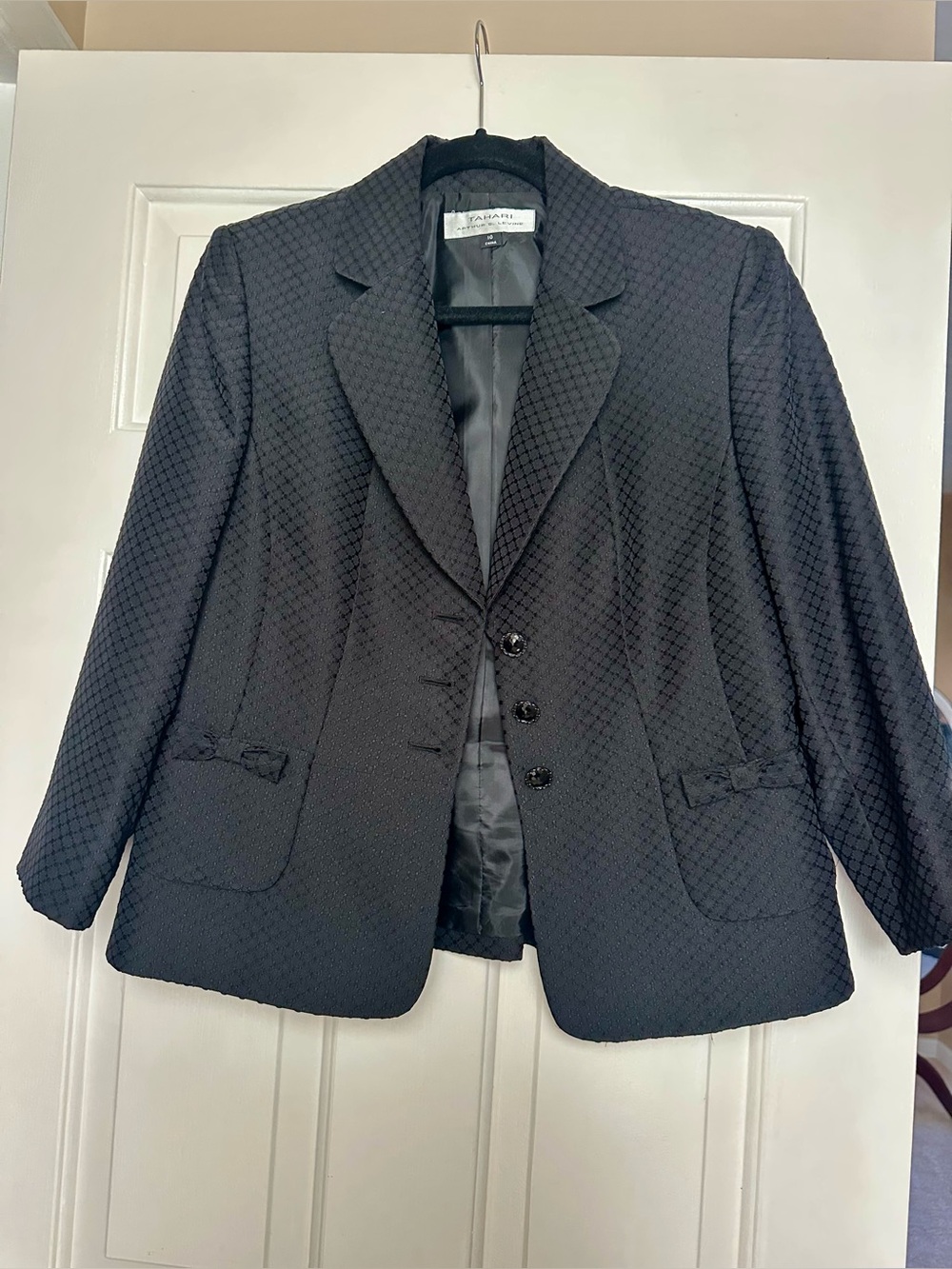 Tahari Textured Black Women's Blazer Jacket and skirt suit
